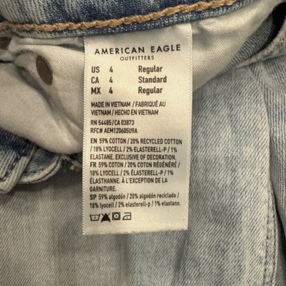American Eagle Outfitters Super High Rise Baggy Wide Leg Light Wash Blue Size 4 - Picture 13 of 16
